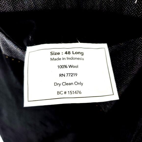 Joseph Feiss Gold Heavy Wool 2 Button Sport Coat 46L Gray Herringbone - Picture 8 of 10